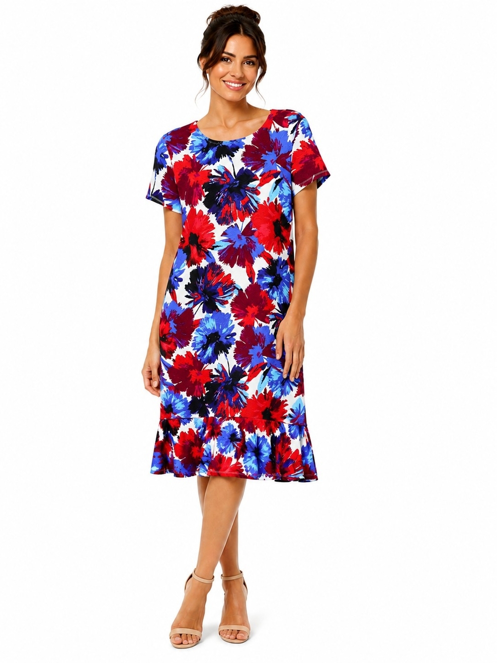 Maggy London Floral Ruffle Hem Dress Sz 14